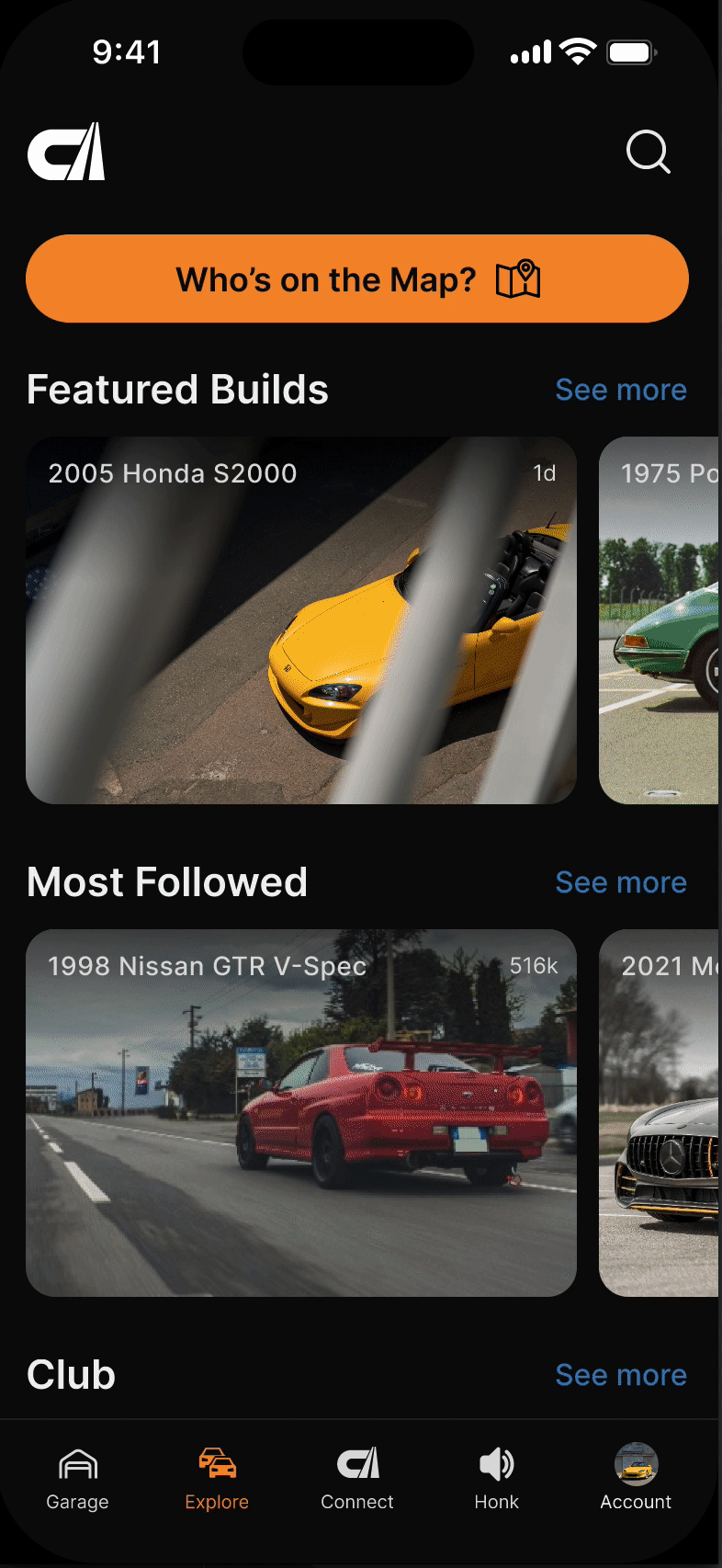 Who's on the map feature in Club Ignition