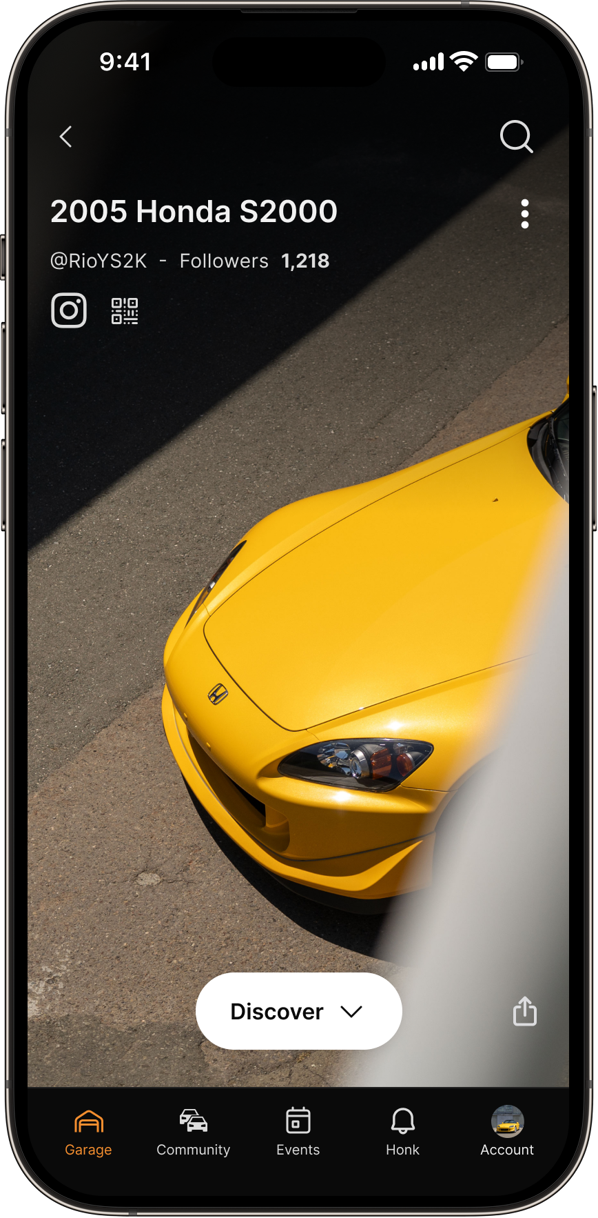 Club Ignition app – unique QR code for your car